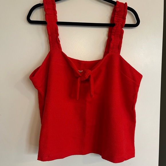Madewell Tie Front Tank Top in Red - Picture 2 of 7
